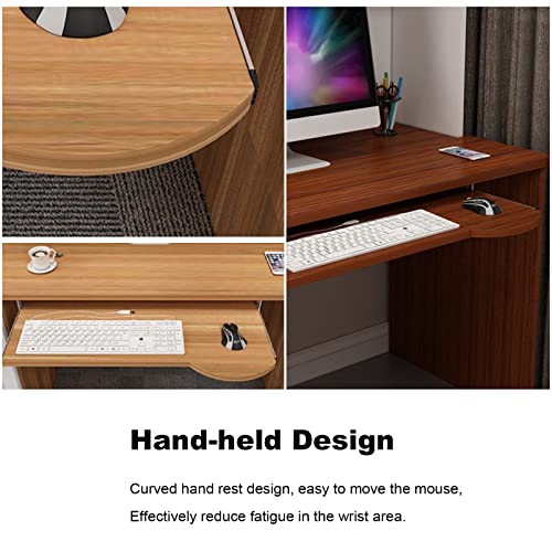 FENOKD Home Office Keyboard Mouse Slider Tray - with 14Inch Slides Rail - Steadily Pull Out Keyboard Platform Drawer - Under Desk Sliding Keyboard Shelf, Walnut, 70Cm X 26Cm.Black-60cm x 26cm