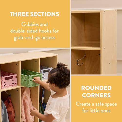 Back2School Express Sleekline 3-Section Toddler Coat Locker, Natural