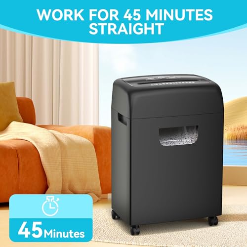 Majnesvon Paper Shredder 18-Sheet Cross Cut - P-4 Security Level, 56dB Operation, 15 Minute Continuous Use, 7.93 Gallon Capacity, Auto Reverse Function (18-Sheet + Black)