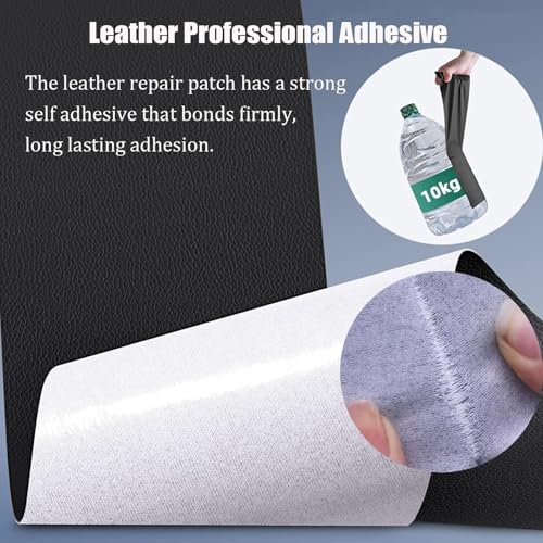 Fabric Adhesives Large Self Adhesive Leather Repair Kit, Faux Leather Repair Patches for Furniture, Black Leather Patch for Repair Sofa Car Seat Chair Luggage(100x500cm/39.37x196.85in)