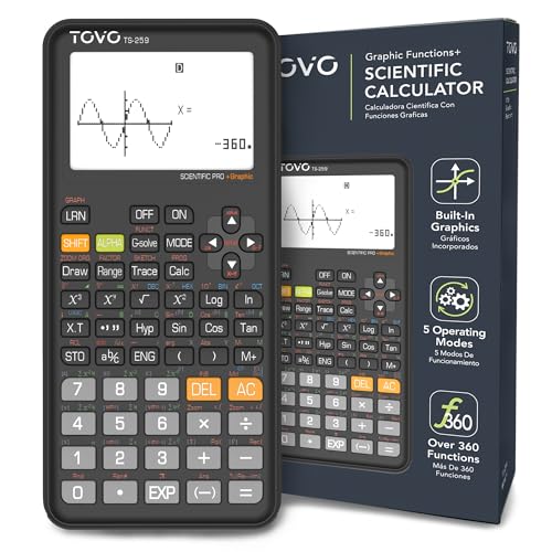TOVO Scientific Calculator with Graphic Functions, 360+ Functions Graphing Calculator for Students, Large 3" Screen Multi-Mode Scientific Calculators for High School & College, TS-259