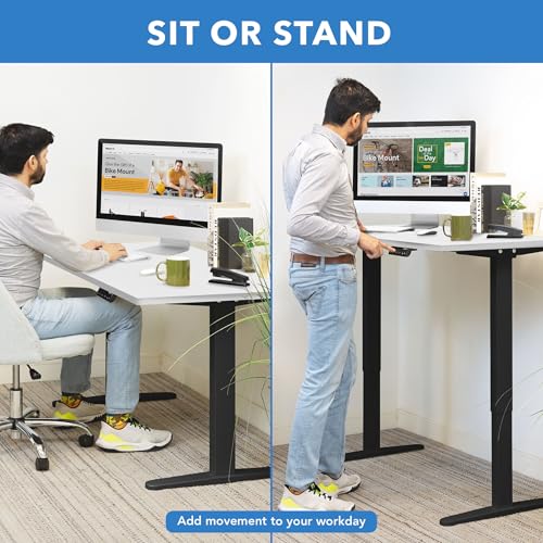 Mount-It! Dual Motor Electric Standing Desk with 48" Tabletop White Tabletop, Black Frame