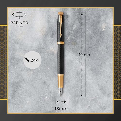 PARKER IM Fountain Pen, Premium Black, Fine Nib with Blue Ink Refill (1931646)