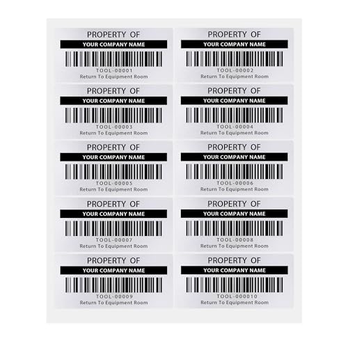 1000 Custom Asset Tags, 2"x1" Durable Silver Asset Tag, Custom Asset Labels for Equipment, Storage Bins, Inventory, Moving Boxes
