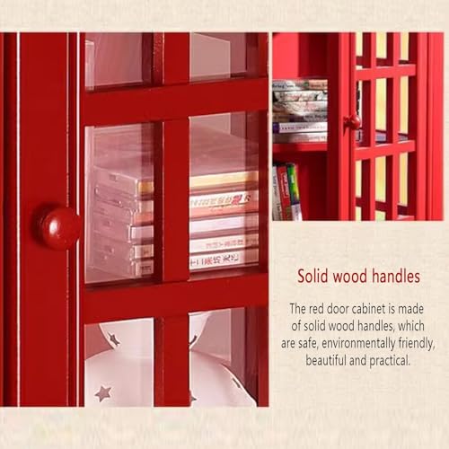 Wooden Telephone Standing Bookshelf Vintage,5-Tier Floor Booth with Acrylic Door,Living Room Storage Display Bookshelf,for bookstores, Living Rooms, and cafes(Off White)