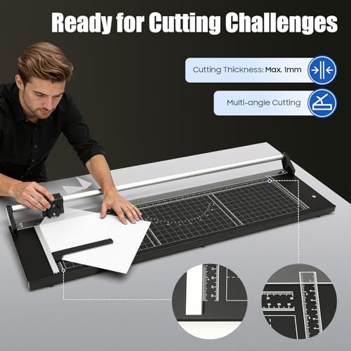 36 Inch Rolling Cutter Precision Rotary Paper Trimmer, Manual Smart Rotary Paper Cutter, Professional Rolling Trimmer for Cutting Photo Paper, Film, hot and Cold Laminating Paper, etc