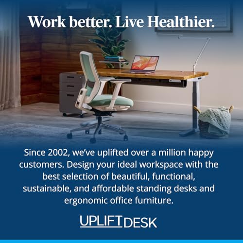 UPLIFT DESK V3 2-Leg Walnut Laminate Wood Standing Desk – Adjustable Height, Advanced 1-Touch Memory Keypad, Under Desk Cable Management, Wire Grommets & Rocker Board (Black C-Frame, 60 x 30 inch)