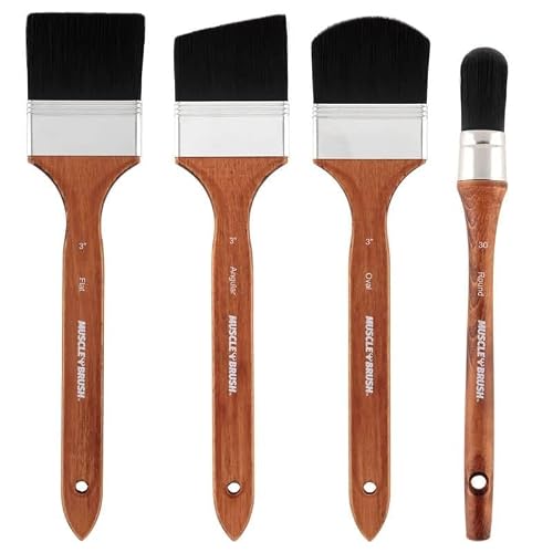 Creative Mark Muscle Brushes - Professional Brushes for Artists & Painting with Synthetic Hair for Any Surface - Long Handle Mixed Set (3in and #30)