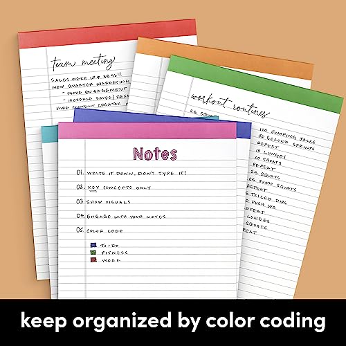 PAPERAGE Lined Legal Pads, (Rainbow), 12 Pack Note Pads, 50 Sheets Each, Wide/Legal Ruled, Note Pads, Paper, 8.5 inches x 11 inches