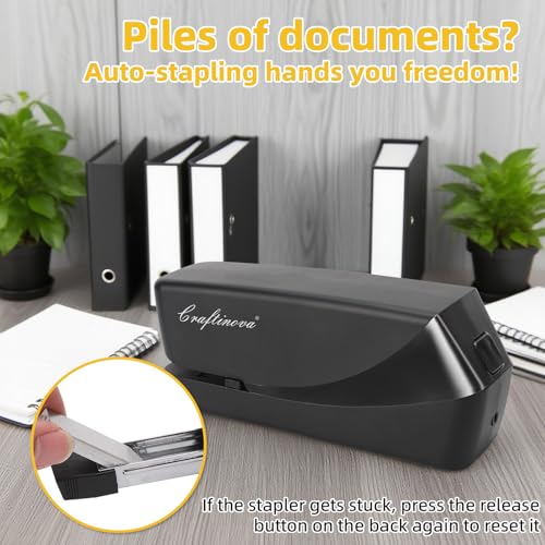 Craftinova Electric Stapler,Automatic,Inclued 2000 Staples and 1 Staple Remover, Heavy Duty Can Store 210 Staples，AC or Battery Powered Stapler Heavy Duty, 25 Sheet Capacity.