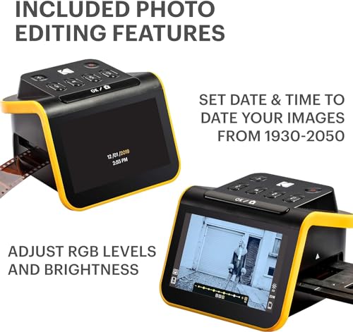 Kodak Slide N Scan Digital Film Scanner 5"" Screen - Negative Film and Slide Digitzer, Convert Color & B&W Negatives & 35mm, 126mm, 110 mm Film to 22MP JPEGs with 64GB SD Card & Card Reader, Black