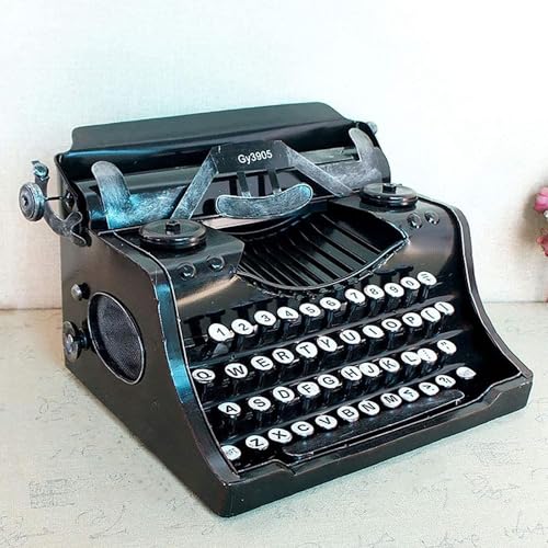 Vintage Typewriter Model, Black Manual Typewriter Keyboard Iron Art Typewriter,Home Decoration Ornaments Handcrafted Iron Decor for Birthday Christmas Festival Gifts Photography Props
