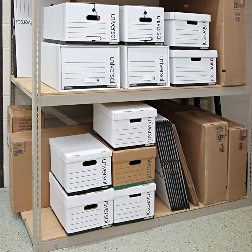 Universal One Lift-Off Lid File Storage Box, Legal, Fiberboard, White, 12/Carton (95221)