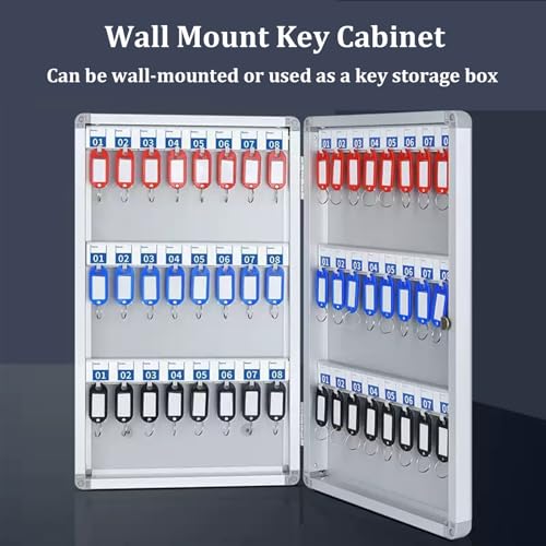 Laohucai Key Cabinet Key Lock Box Wall Mount, Aluminum Alloy Box Safe Storage Cabinet Large Capacity with Key Tags and Adjustable Hooks for Hotels Schools Businesses Real Estate Car Dealert(120 Key)