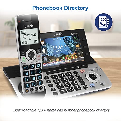 VTech IS8251-3 Business Grade 3-Handset Expandable Cordless Phone for Home Office, 5" Color Display, Programmable Short Cut Keys, Smart Call Blocking, Answering System,Bluetooth Connect to Cell