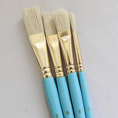 HBJWOV 4Pcs Senior Drawing Brushes Drawing Art Supplie Aluminum Tube Artist Paint Brush Oil Painting Brushes Wooden Handle Sky
