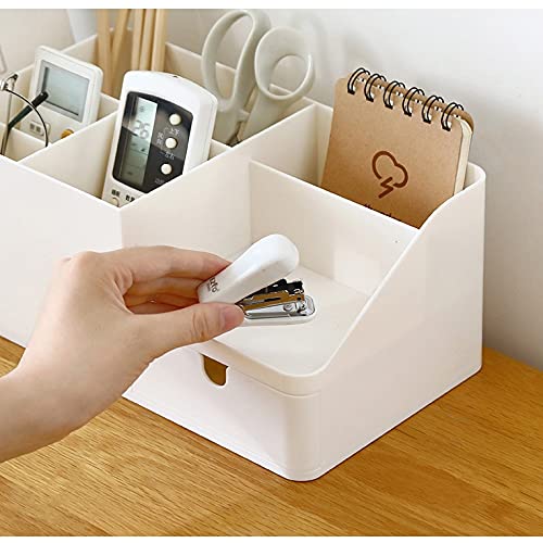 EKAYG Creative ABS Desk Office Organizer Storage Pen Holder Desktop Pencil Sundries Stationery Badge Box Office School Supplies (Grey)