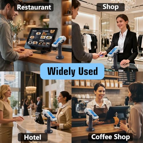 POS Machine Stand Adjustable Clips and Swivel&Tilt Angle Credit Card Reader Stand POS Terminal Holder Rack Mounted on Table Compatible with Ingenico Pax Square Verifone Poynt for Market Restaurant