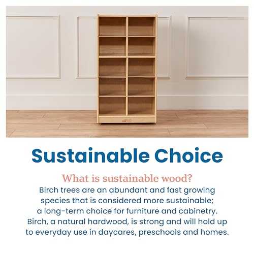 ECR4Kids 10 Cubby Mobile Tray Cabinet and 10 Scoop Front Bins, 5x2, Kids Furniture, Navy
