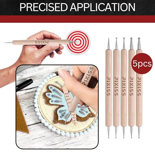 E6000 Fabri-Fuse Fabric Adhesive Glue 2-Pack (4oz) with Pixiss Wooden Handle Styluses (10pcs) - Rhinestones Glue for Clothes and Fabrics with Dotting Tools