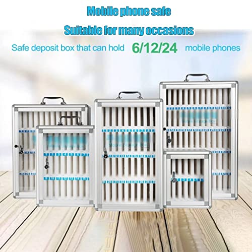 icVantA 6/12/24 Bit Aluminum Alloy Pocket Chart Cell Phones Storage Cabinet for Cell Phones, Wall-Mounted with A Locked, Can Be Carried by Hand for Classroom Office Factory (Silver 24)