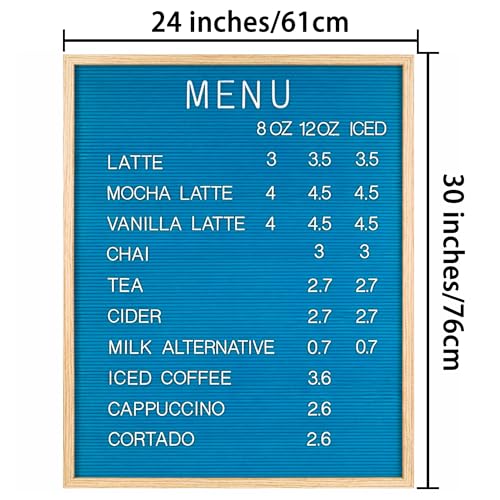 24 x 30 Inch Blue Felt Letter Board for Menus and Price Displays