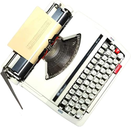 Mechanical English Typewriter, Traditional Antique Traditional Portable Manual Typewriter, for Notes or Letters or Creative Writing, Writers Literary Gift(White)