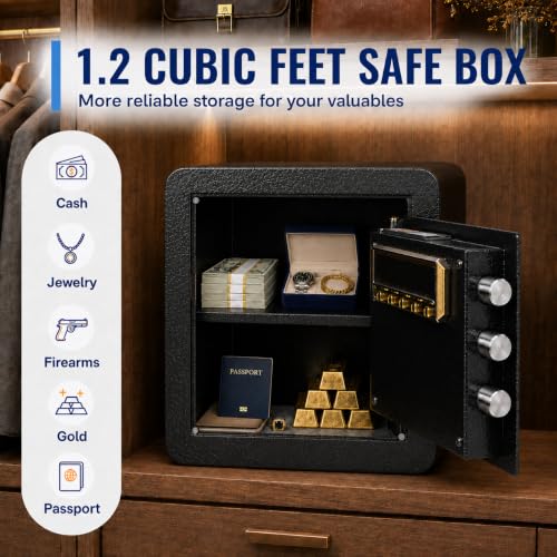 Garvee Steel Safe Box, 1.2 Cubic Feet Security Safe