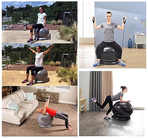 Balance Ball Chair with Non-slip, Stable Base; Suitable for Office Use, Pilates, Yoga, and Fitness; Helps Improve Posture. (Purple 55cm(Height150)