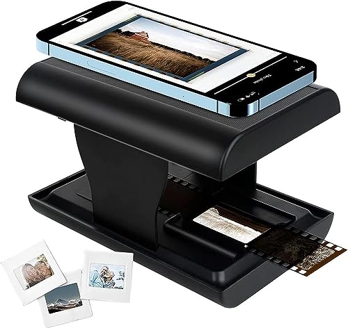Film Scanner, 35mm/135mm Slide and Negative Scanner with LED Backlight, Support Image Preview, Playback and Editing Functions, Suitable for Smartphone