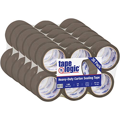 Aviditi Tape Logic 2 Inch x 55 Yard 2.5 Mil Tan, Heavy Duty Hot Melt Packing Tape, 36 Pack, Perfect for Packing, Shipping, Moving, Home and Office