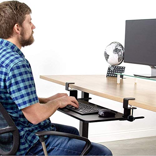 AUGUSE Keyboard Tray Drawer, Keyboard Platform Tray Steady Clamp On Keyboard Shelf No Need to Drill Into Desk Retractable to Slide Under Desktop for Home Or Office