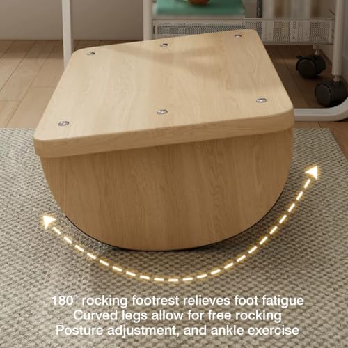 Ergonomic Under Desk Footrest for Office,Under-Desk/Sofa with 180° Rocking Motion,Solid Wood Frame 330lbs Load Capacity(White,30x40x14cm)