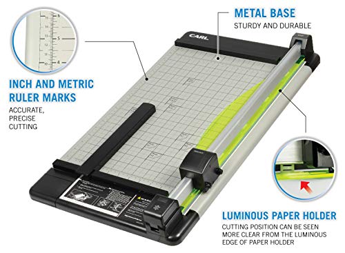 CARL Heavy Duty Rotary Paper Trimmer - 12238, Black/Silver, 18inch
