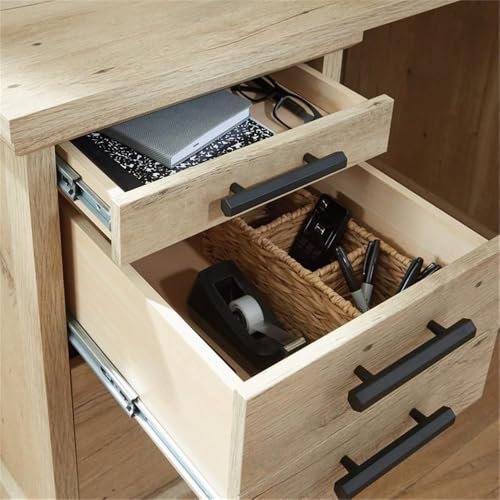 UrbanPro 60" Engineered Wood Credenza Desk, Prime Oak Finish, 6 Drawers with Full Extension Slides, File Storage and Cord Management, Resimercial Office Desk for Home or Commercial Use