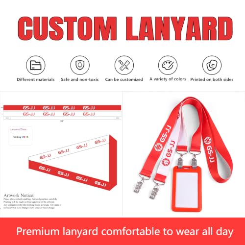 GSJJPROMO Custom Lanyards Bulk 50-5000PCS with Logo, Text, Name or Photo, Personalized Neck Lanyards for ID Badge Holder, Office, School, Business, Events, Teachers