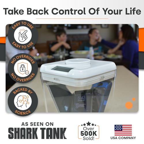 Kitchen Safe Time Lock Safe - Phone Safe Box with Timer, Timed Lock Box for Snacks & Valuables - KSafe Time Locking Container for Improved Self-Control (Mini, White Lid + 3.0” White Base)