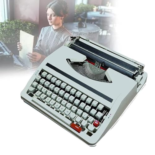 LSHFYV Portable Manual Typewriter, Traditional Old Fashioned Mechanical English Typewriter, 1980 Classic Nostalgia Portable Retro Manual Typewriter, Normal Use Vintage Typewriter,White