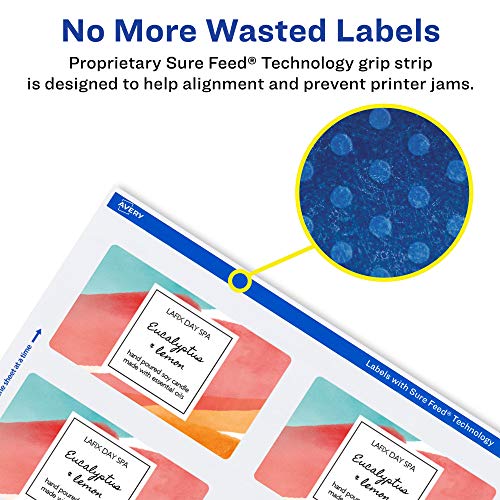 Avery® Printable Durable White Rectangle Labels, Sure Feed® Technology, 2" x 3", Print-to-the-Edge, Waterproof Labels, Laser & Pigment-Based Inkjet Compatible, 800 Total