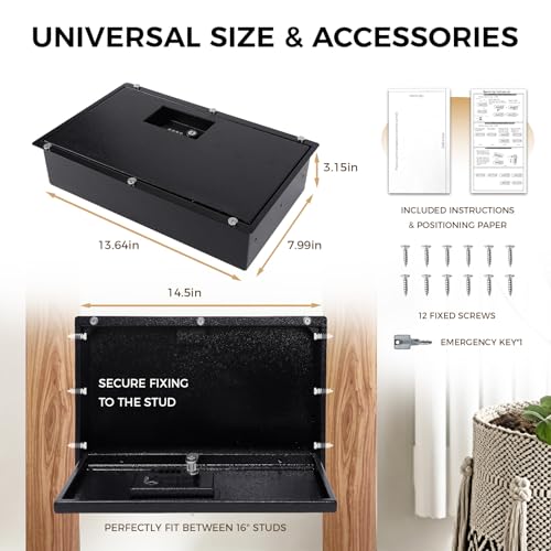 Hidden In Wall Safe with Vent Cover,Quick Access Electronic,2 Install Ways