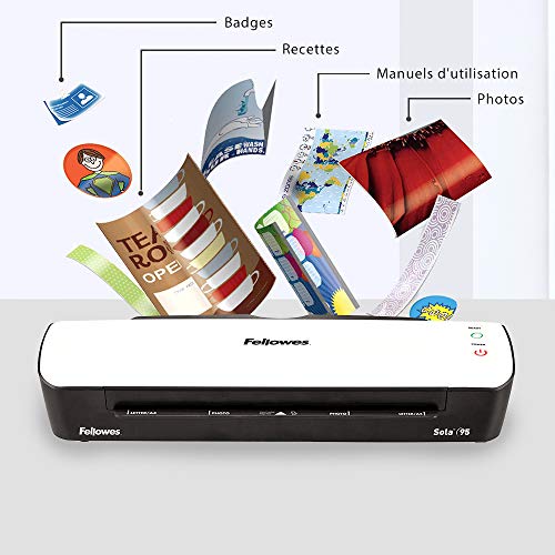 Fellowes Sola A4 Laminator Machine for Home Use - Fast 4 Minute Warm Up Time with Auto Shut Off Feature - 80-125 Micron - White - Amazon Exclusive