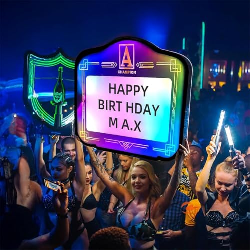 Handheld VIP Bottle Service Sign LED Letter Bottle Presenter Acrylic Spellable Letter Plaque Custom Logo Bottle Presenter Lights Card,A