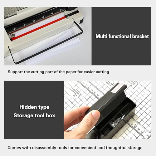 12 Inch Heavy Duty Guillotine Paper Cutter - 400 Sheet Capacity, Precision Blade & Positioning Ruler for A4 Paper/Leather/Fabric, Ideal for Offices & Print Shops White