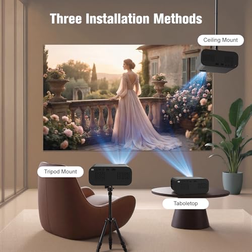 Black Smart Movie Mini Projector with WiFi and Bluetooth Built-in Apps
