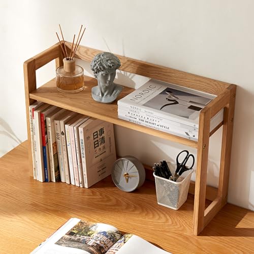 Solid Wood Desktop Bookshelf, Simple Small Storage Shelf Desktop Organizer Computer Desk Hutch Dorm Table Top Bookcase Display Rack for Office and Home (Size : 60x20x40cm)