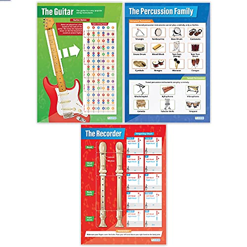 Daydream Education Musical Instruments Classroom Posters - Set of 10 - EXTRA LARGE 33" x 23.5" - Laminated - Music Middle & High School Class Decoration - Wall Charts