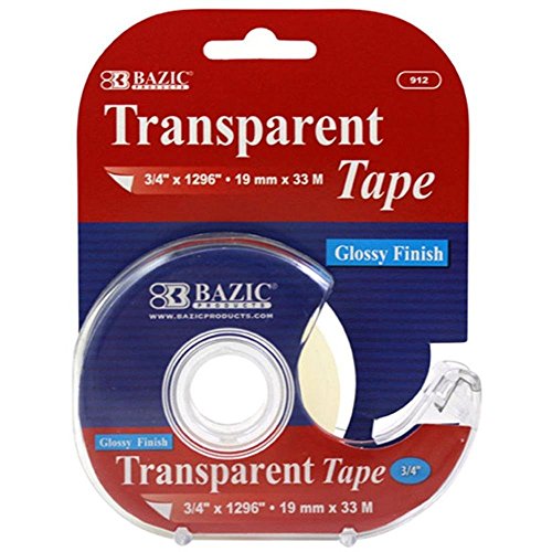 BAZIC 3/4" x 1296" Transparent Tape with Dispenser 144Pcs
