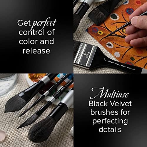 Silver Brush Limited Black Velvet Professional Watercolor Brush Set, 4pc