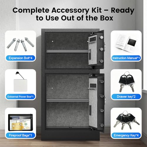 Xyvaly Safe 8.6 Cu Ft Extra Large Safe for Home with Fireproof Waterproof Bag,Heavy Duty Double Door Security Safe Box,Digital Safes,Removable Shelves,Hidden Lock Box for Cash Files Office Document