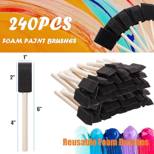 240Pcs Foam Paint Brushes 1 Inch Bulk Foam Brush Sponge for Painting Craft